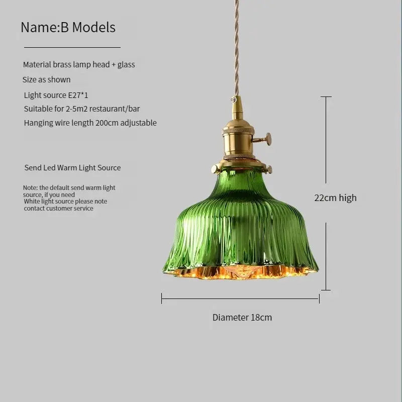 Suspension Scandinave, Abat-Jour en Verre Vert, Hauteur Réglable