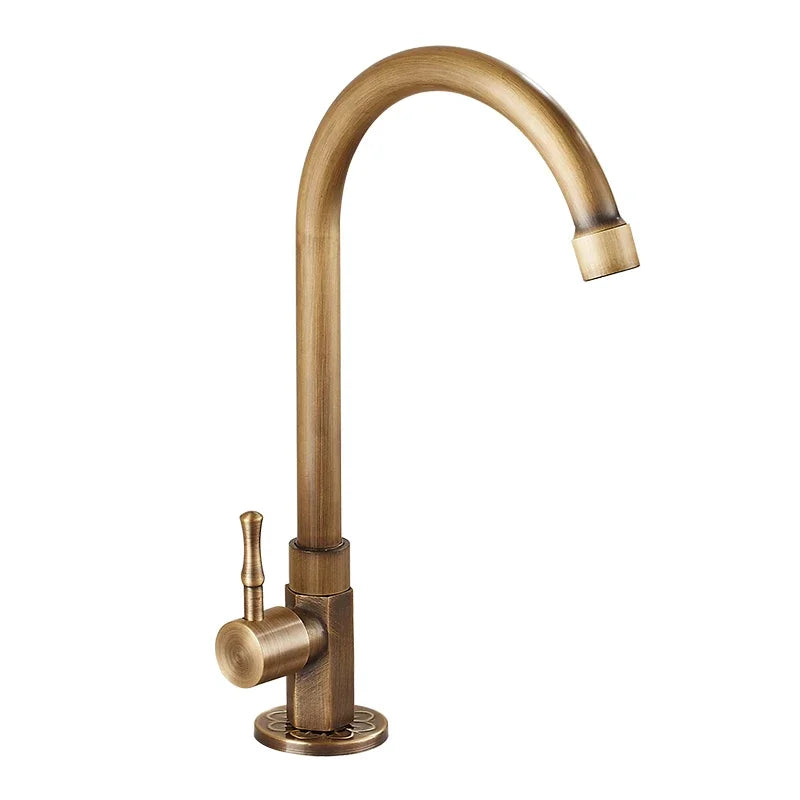 Robinet de Cuisine Vintage – Finition en Laiton Antique avec Design Élégant