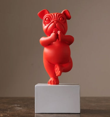Statuette Chien Bulldog en Résine – Figurine Abstraite Yoga Déco Moderne pour Maison et Bureau