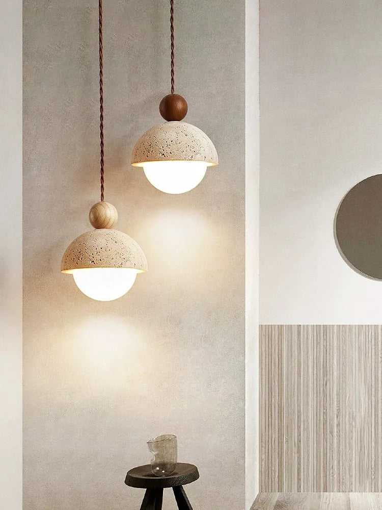 Petite Suspension en Pierre | Lustre Design Moderne en Forme de Bouton de Fleur pour Chambre, Style Crème
