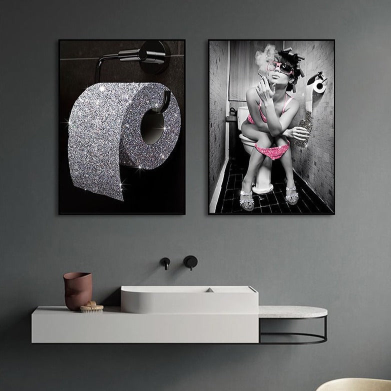 Tableau Déco Toilettes "Oui, c’est une peinture" – Humour et Style pour Vos Murs