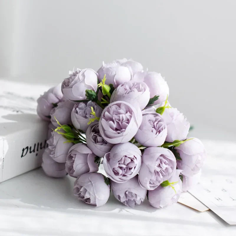 Bouquet de Pivoines en Soie, 27 Fleurs, Multicolore