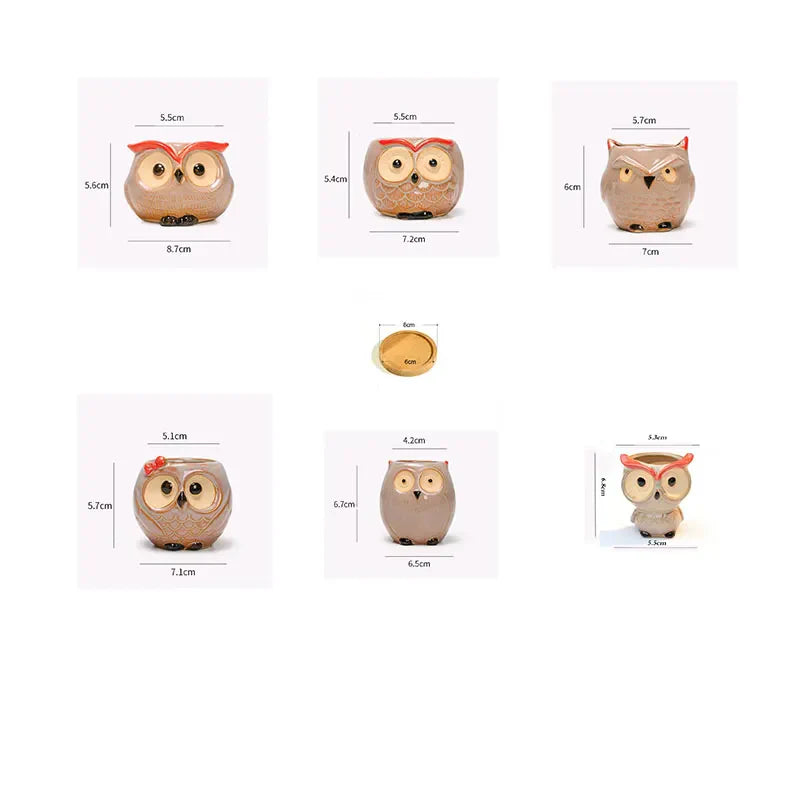 Mini Pot de Fleurs Hibou en Céramique – Jardinière Mignonne pour Plantes Succulentes et Déco de Bureau ou Jardin