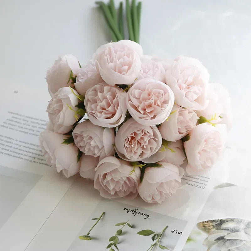 Bouquet de Pivoines en Soie, 27 Fleurs, Multicolore