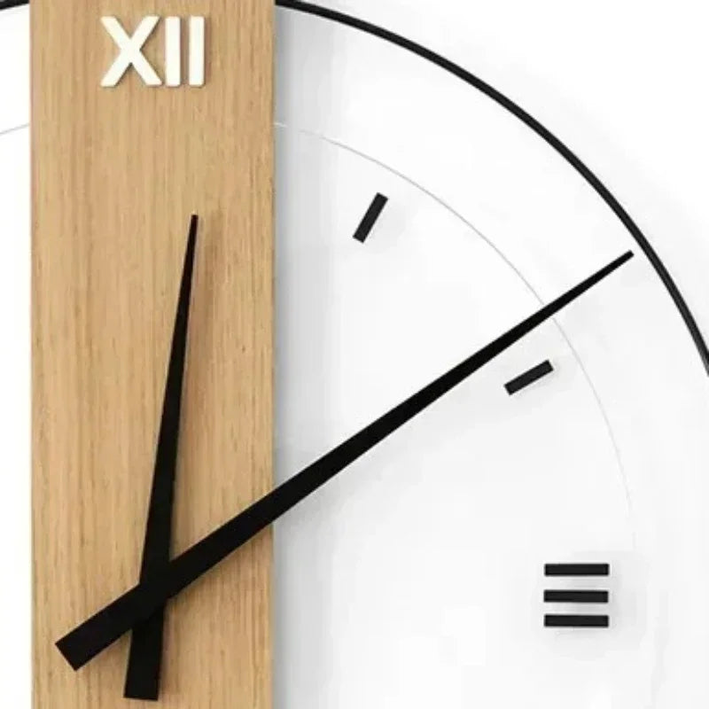 Horloge Murale Silencieuse Bois Chêne Minimaliste