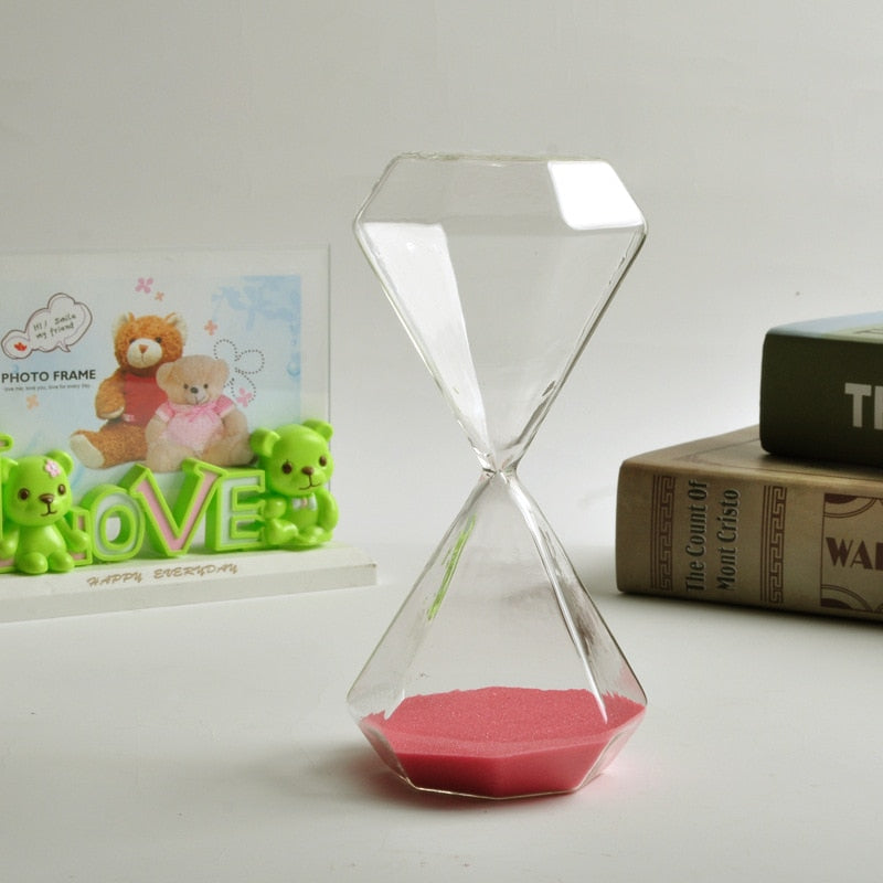 Sablier Diamant en Verre – Minuteur Design 5/15/30/60 Min, Déco Maison & Cadeau Original