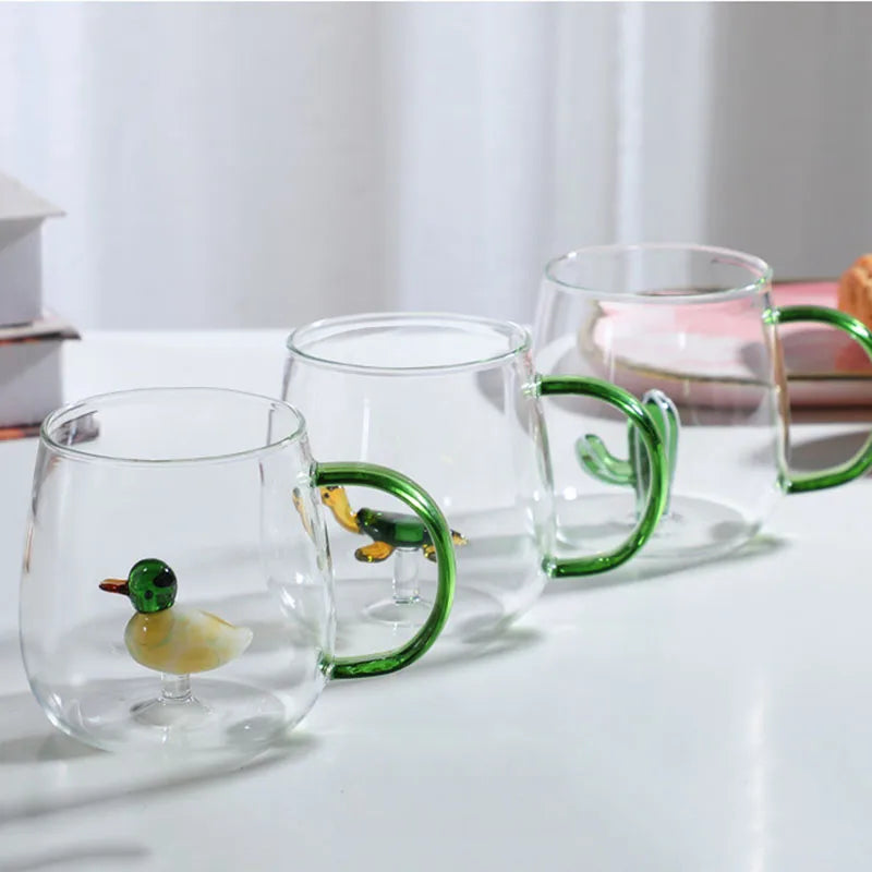 Mug en Verre Borosilicate avec Poignée Colorée 350ml