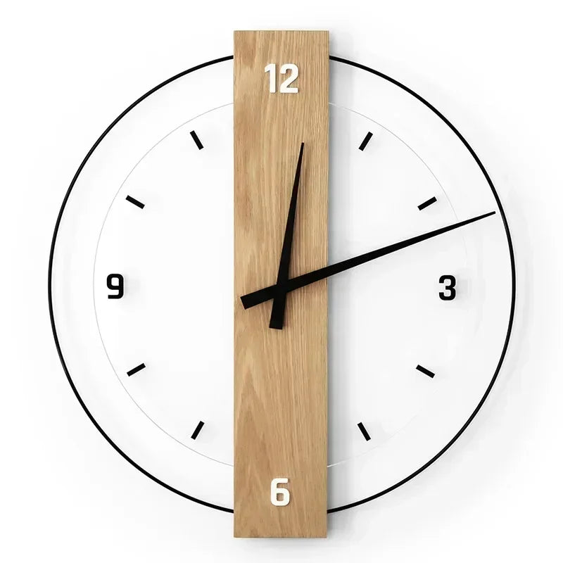 Horloge Murale Silencieuse Bois Chêne Minimaliste