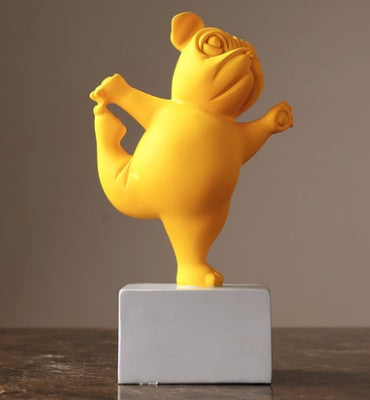 Statuette Chien Bulldog en Résine – Figurine Abstraite Yoga Déco Moderne pour Maison et Bureau