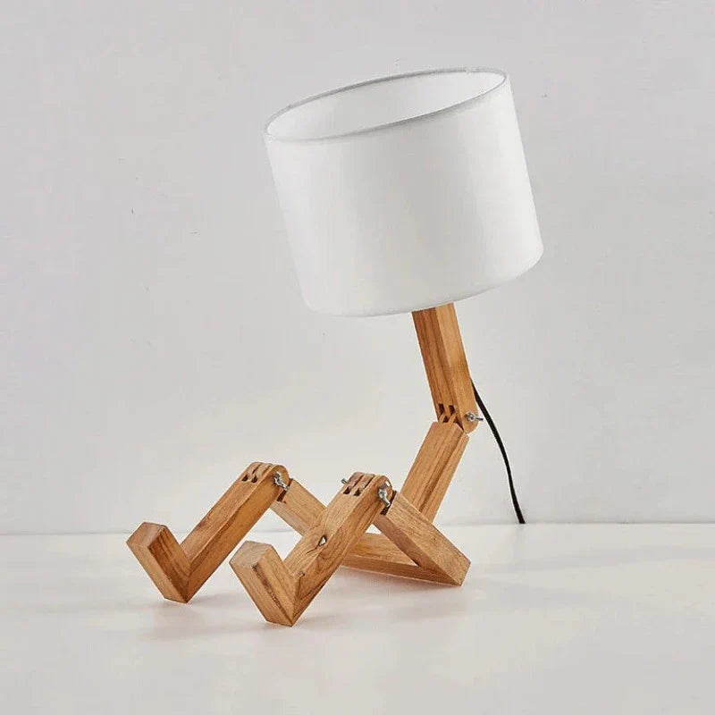 Lampe de Chevet Design Articulée Bois & Tissu