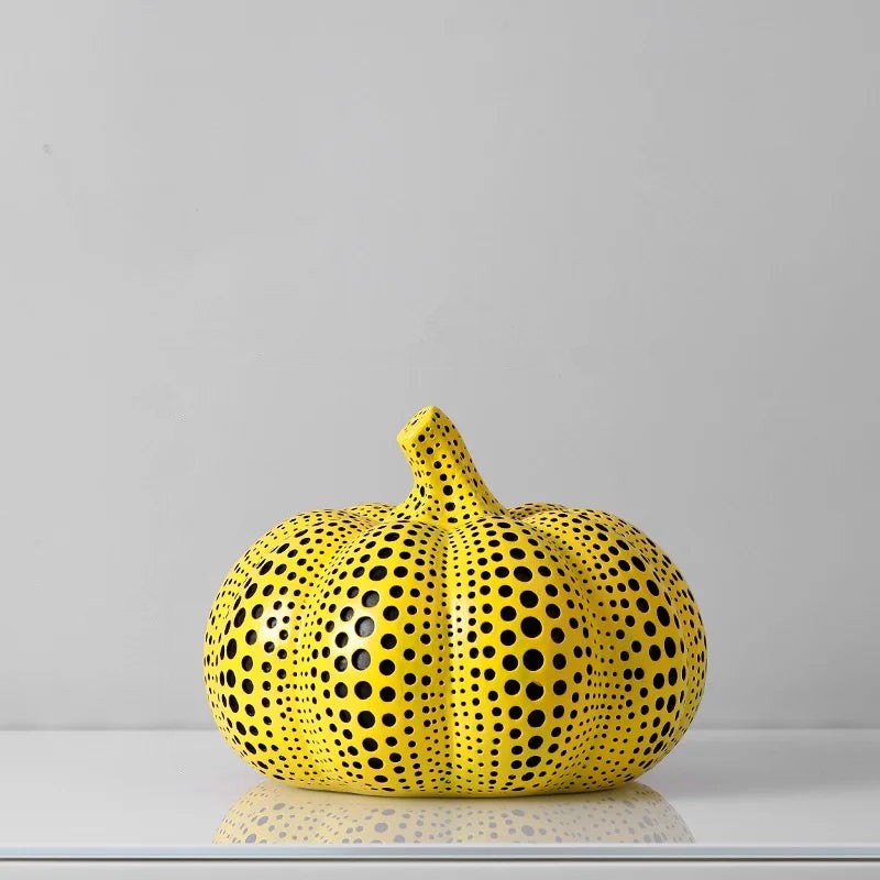 Figurines Décoratives Jaunes Style Kusama – Sculptures Pop Art Modernes en Résine