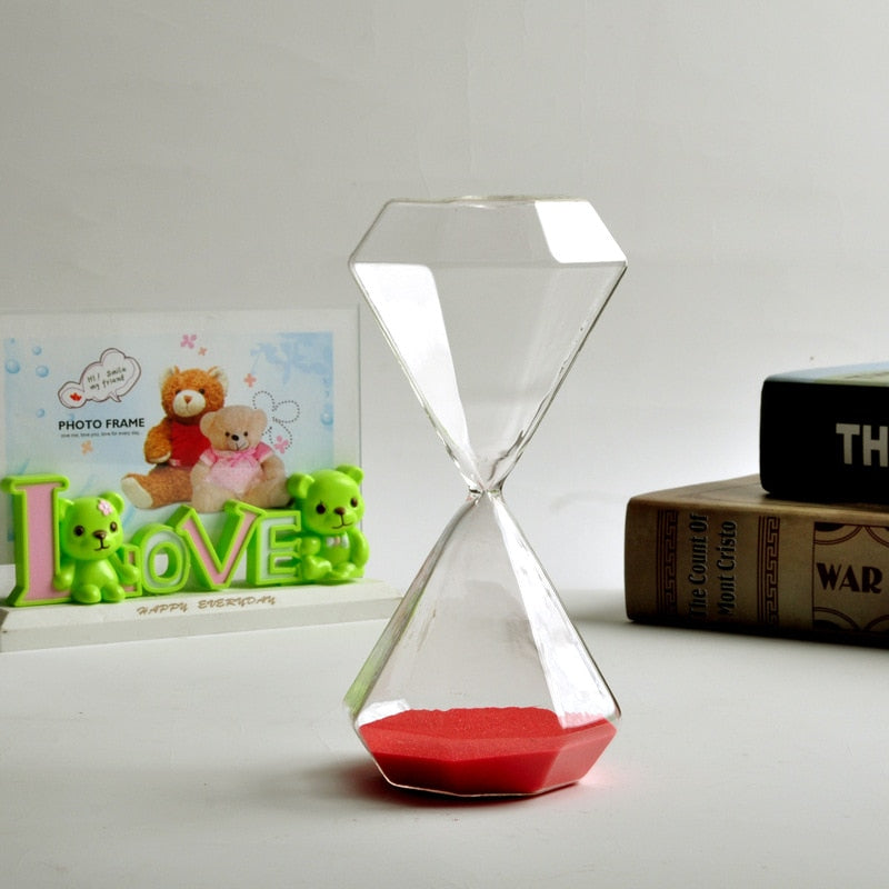 Sablier Diamant en Verre – Minuteur Design 5/15/30/60 Min, Déco Maison & Cadeau Original