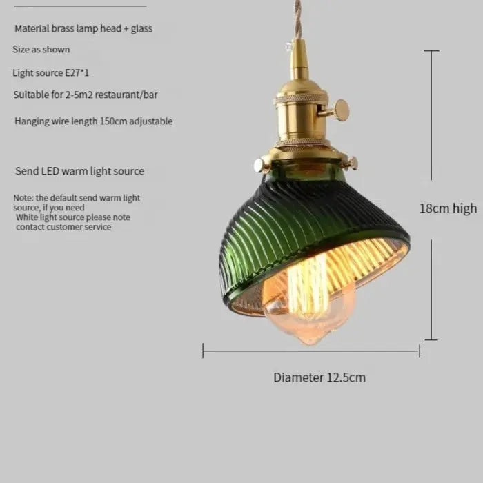 Suspension Scandinave, Abat-Jour en Verre Vert, Hauteur Réglable