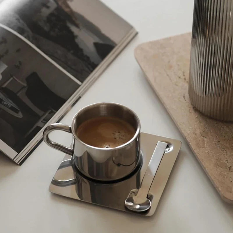 Set Tasse à Café Inox Vince, Design Nordique, 3 Pièces