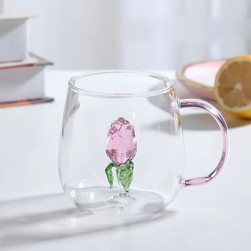 Mug en Verre Borosilicate avec Poignée Colorée 350ml