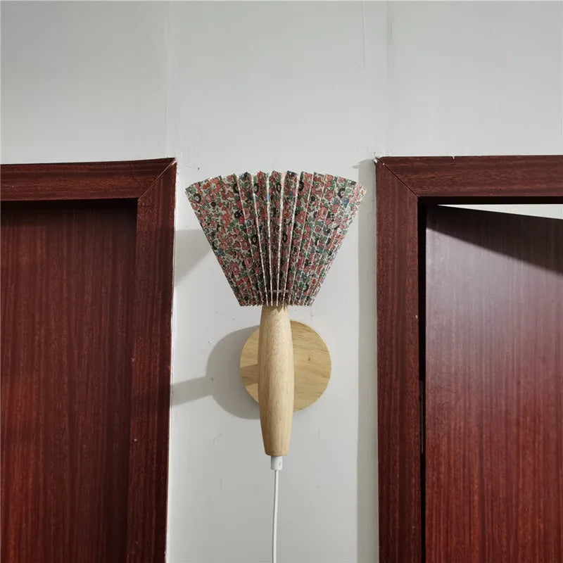 Lampe Pétale | Applique Murale en Bois au Style Nordique avec Design Plissé Ancien