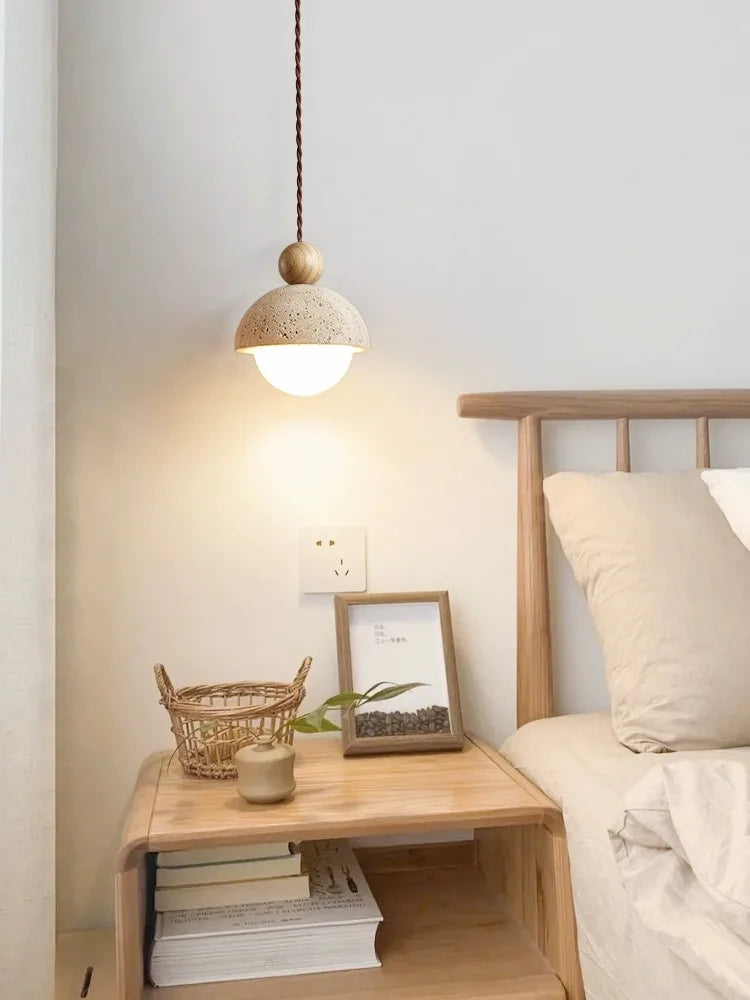 Petite Suspension en Pierre | Lustre Design Moderne en Forme de Bouton de Fleur pour Chambre, Style Crème