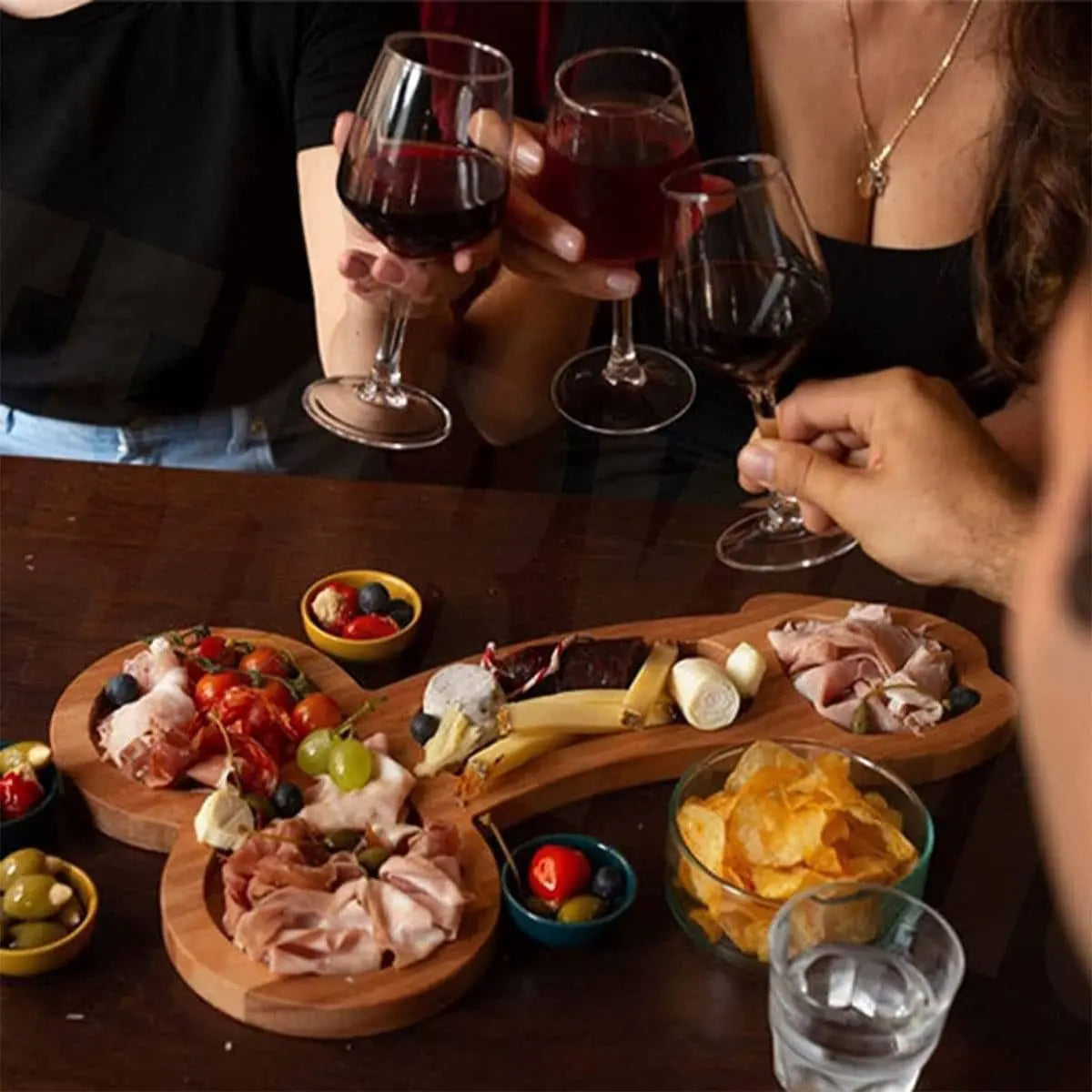 Plateau Apéritif Humour Adulte Bois, 24/40cm, Multi-Compartiments