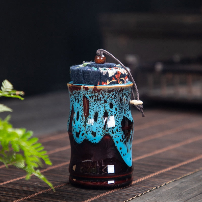 Boîte à Thé en Céramique Émaillée – Pot de Rangement Hermétique pour Thé, Bonbons, Grains ou Épices