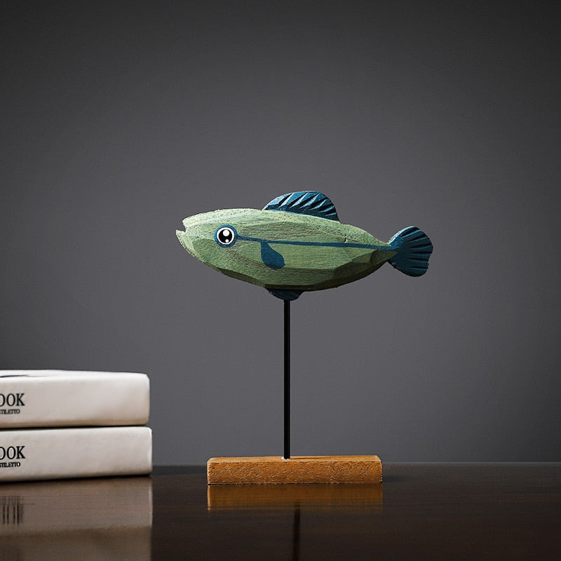 Sculpture Artisanale en Bois – Poisson d’Eau Douce Décoratif