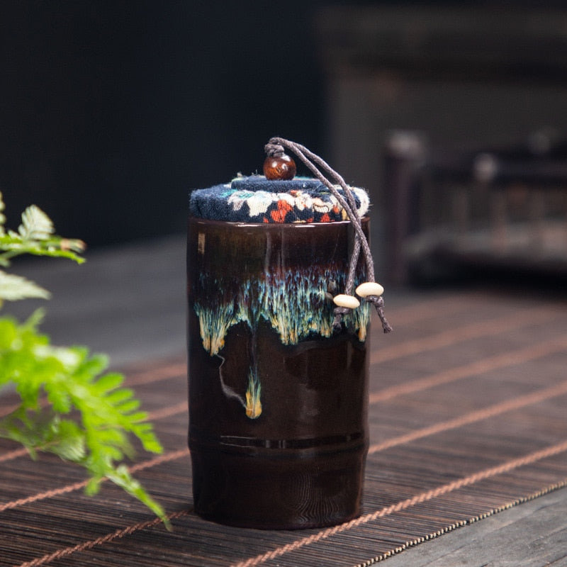 Boîte à Thé en Céramique Émaillée – Pot de Rangement Hermétique pour Thé, Bonbons, Grains ou Épices