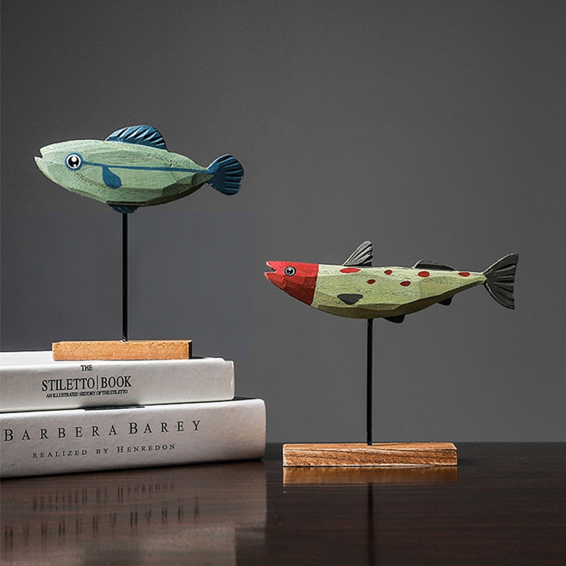Sculpture Artisanale en Bois – Poisson d’Eau Douce Décoratif