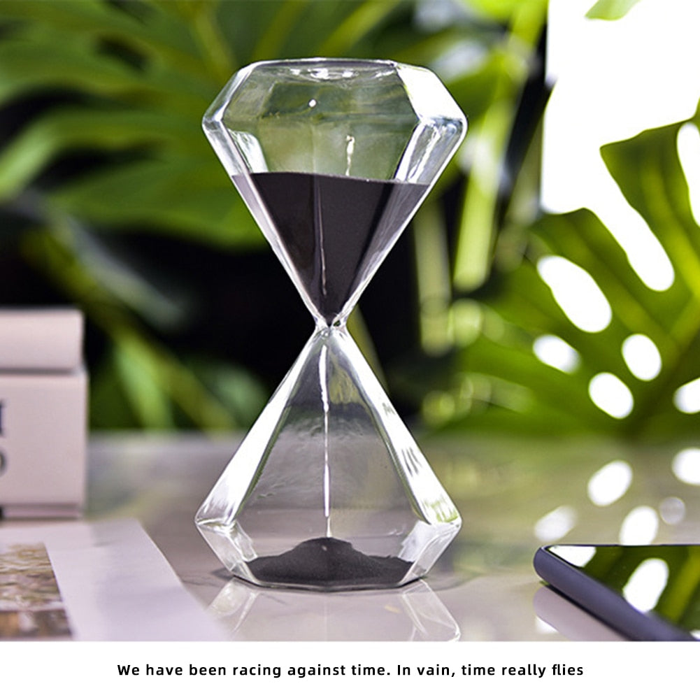 Sablier Diamant en Verre – Minuteur Design 5/15/30/60 Min, Déco Maison & Cadeau Original