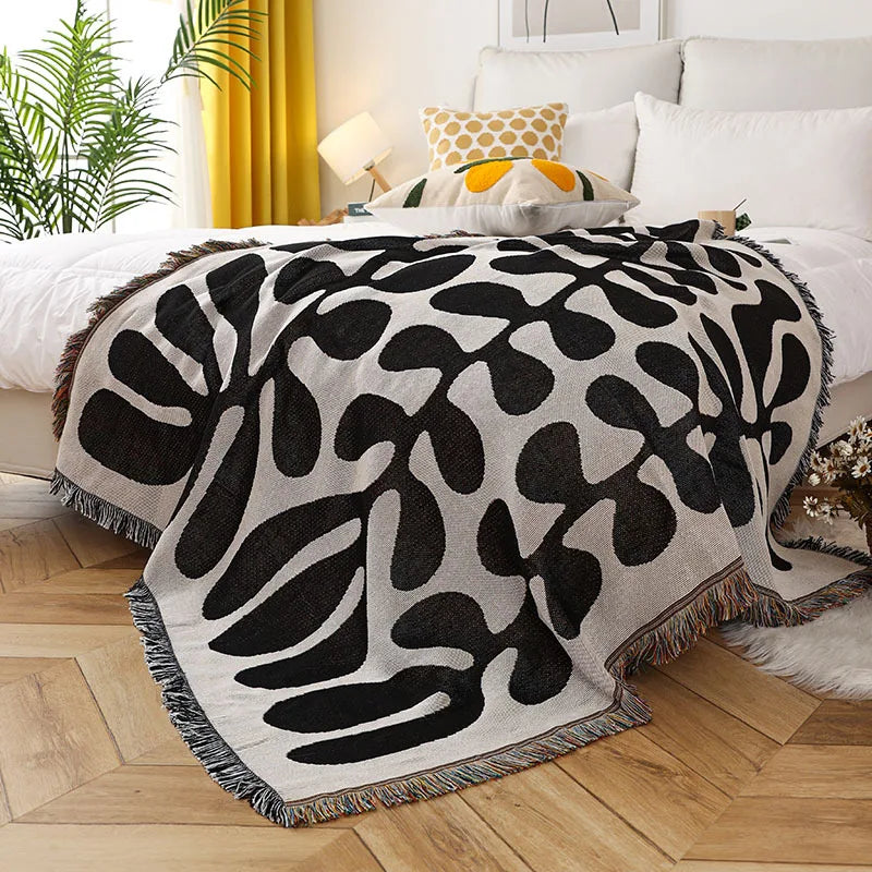 Plaid Tissé Coton Motif Matisse, 130×160cm