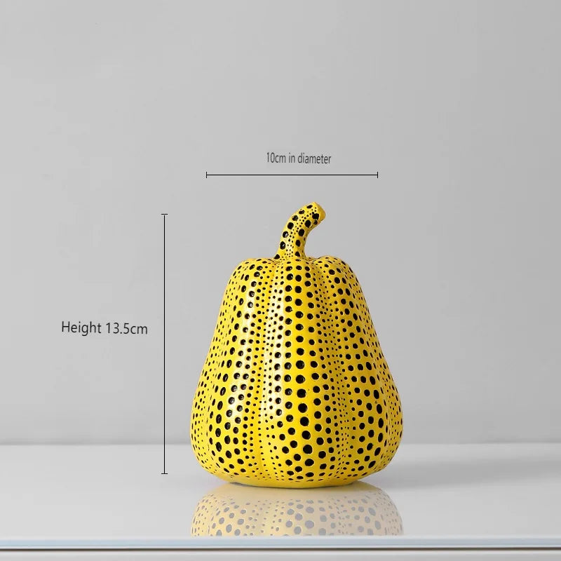 Figurines Décoratives Jaunes Style Kusama – Sculptures Pop Art Modernes en Résine
