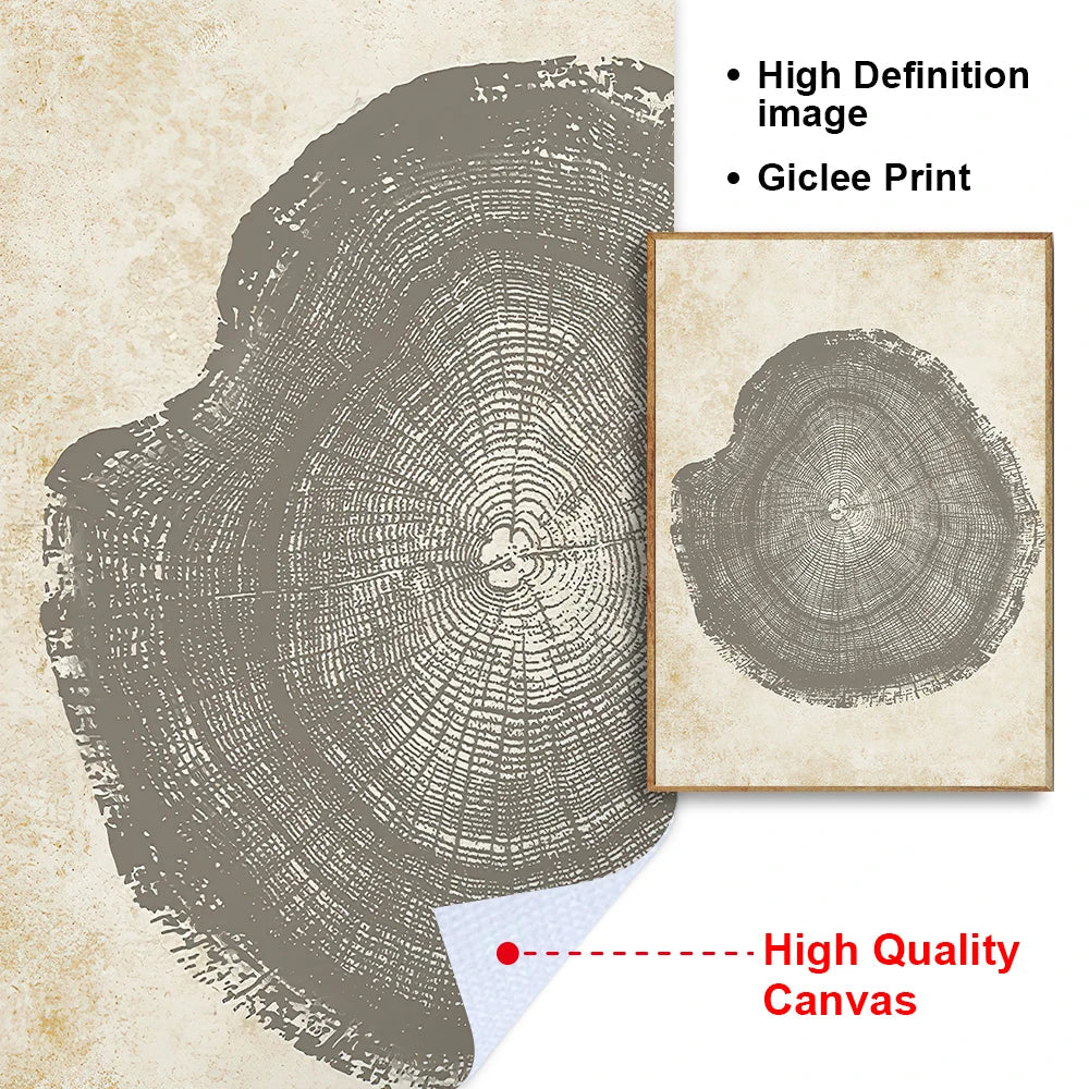 Toile Abstraite Anneaux d’Arbre – L’Art du Temps Gravé par la Nature