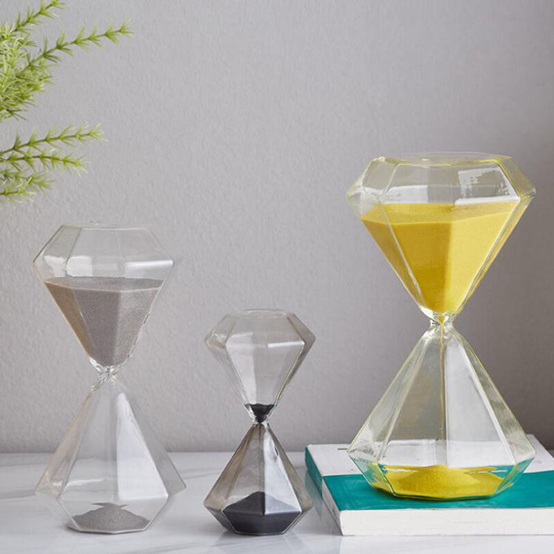 Sablier Diamant en Verre – Minuteur Design 5/15/30/60 Min, Déco Maison & Cadeau Original