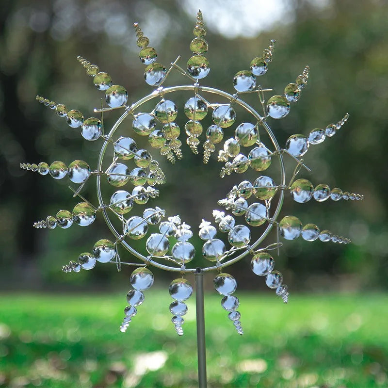 Girouette de Jardin Rotative Multicolore – Sculpture extérieure cinétique en métal