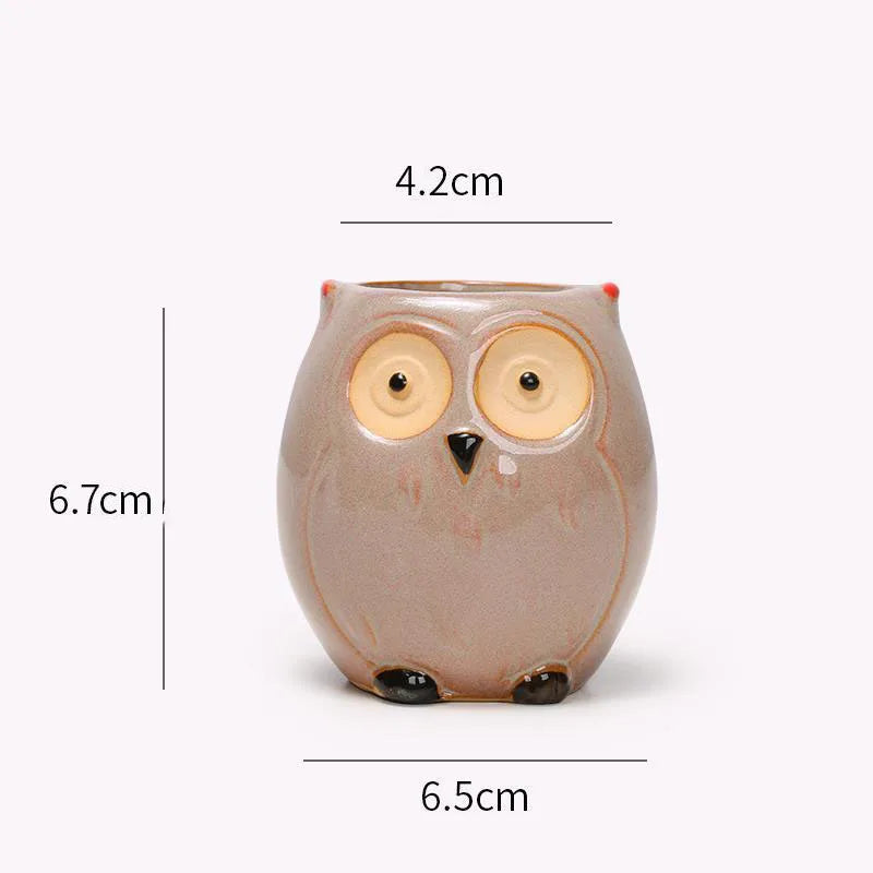 Mini Pot de Fleurs Hibou en Céramique – Jardinière Mignonne pour Plantes Succulentes et Déco de Bureau ou Jardin