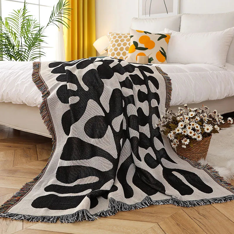 Couverture Rétro Motif Vigne – Élégance Vintage et Confort Chaleureux
