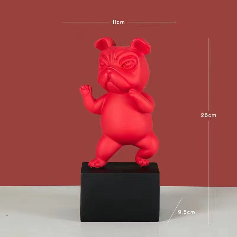 Statuette Chien Bulldog en Résine – Figurine Abstraite Yoga Déco Moderne pour Maison et Bureau