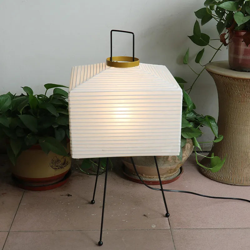 Lampe de sol en papier de riz style japonais Wabi-Sabi – Élégance naturelle et lumière apaisante