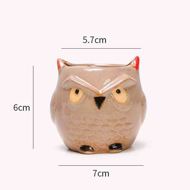 Mini Pot de Fleurs Hibou en Céramique – Jardinière Mignonne pour Plantes Succulentes et Déco de Bureau ou Jardin