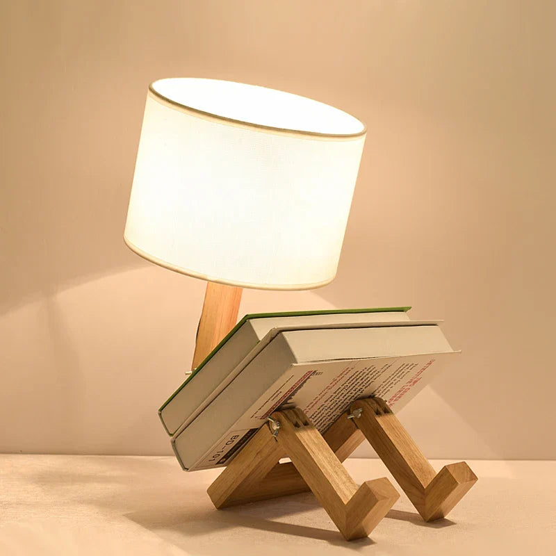 Lampe de Chevet Design Articulée Bois & Tissu