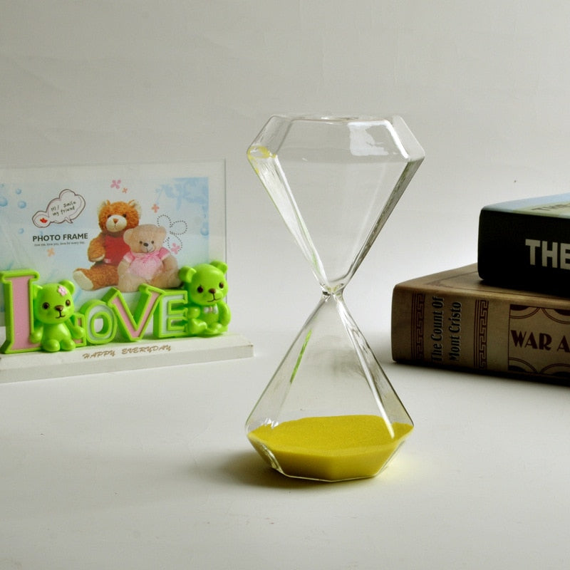 Sablier Diamant en Verre – Minuteur Design 5/15/30/60 Min, Déco Maison & Cadeau Original