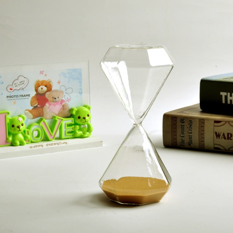 Sablier Diamant en Verre – Minuteur Design 5/15/30/60 Min, Déco Maison & Cadeau Original