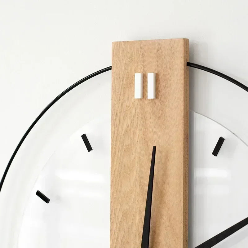 Horloge Murale Silencieuse Bois Chêne Minimaliste