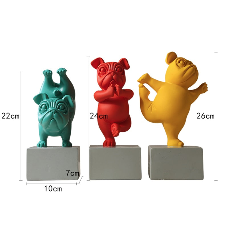 Statuette Chien Bulldog en Résine – Figurine Abstraite Yoga Déco Moderne pour Maison et Bureau