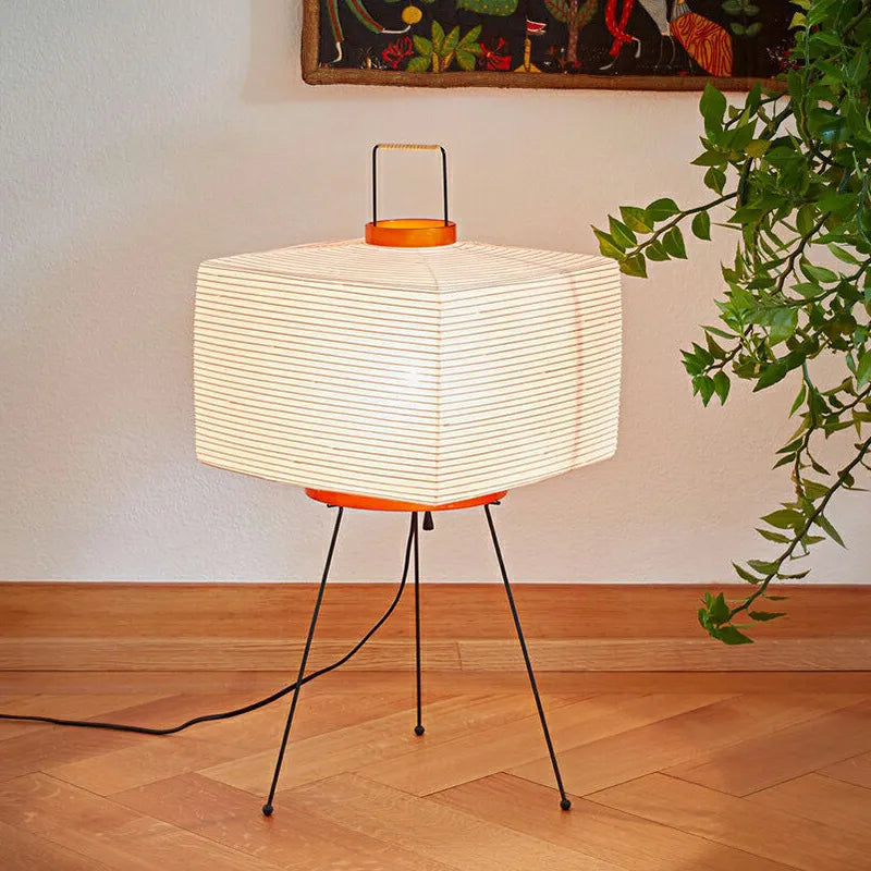 Lampe de sol en papier de riz style japonais Wabi-Sabi – Élégance naturelle et lumière apaisante