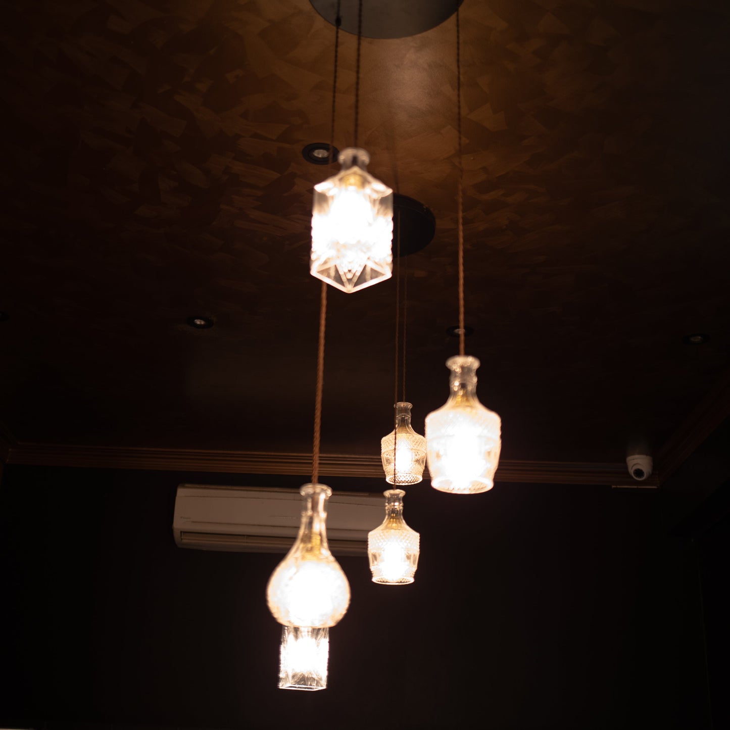Suspension Art Déco en Verre Taillé et Laiton