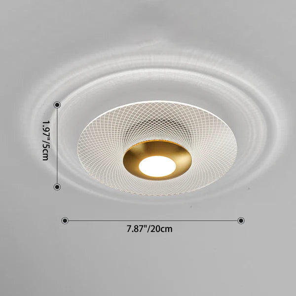 Plafonnier LED Moderne Rond, Acrylique Doré, 10W