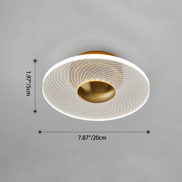 Plafonnier LED Moderne Rond, Acrylique Doré, 10W