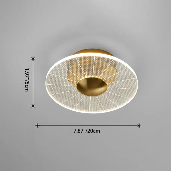 Plafonnier LED Moderne Rond, Acrylique Doré, 10W