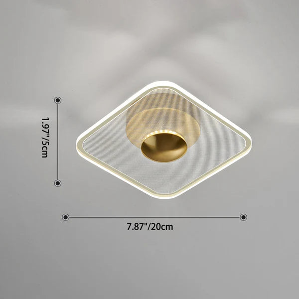 Plafonnier LED Moderne Rond, Acrylique Doré, 10W