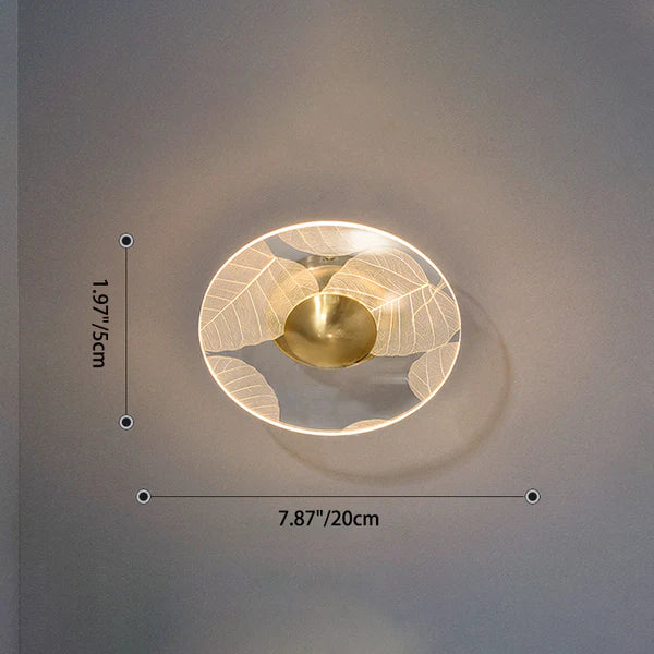 Plafonnier LED Moderne Rond, Acrylique Doré, 10W