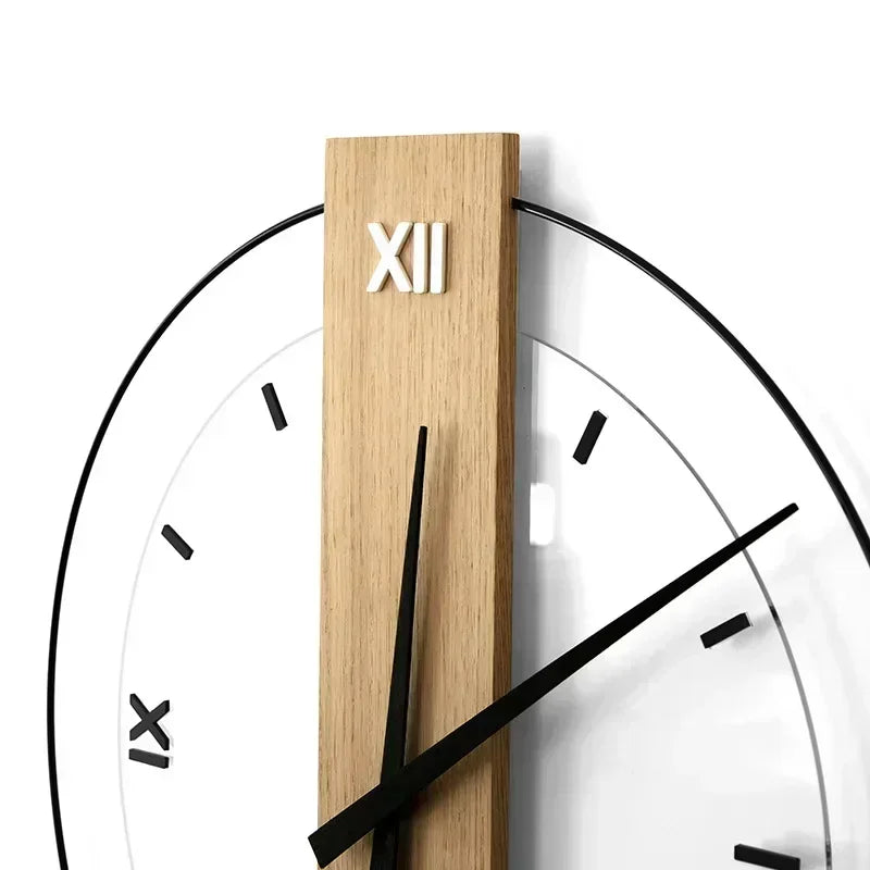 Horloge Murale Silencieuse Bois Chêne Minimaliste
